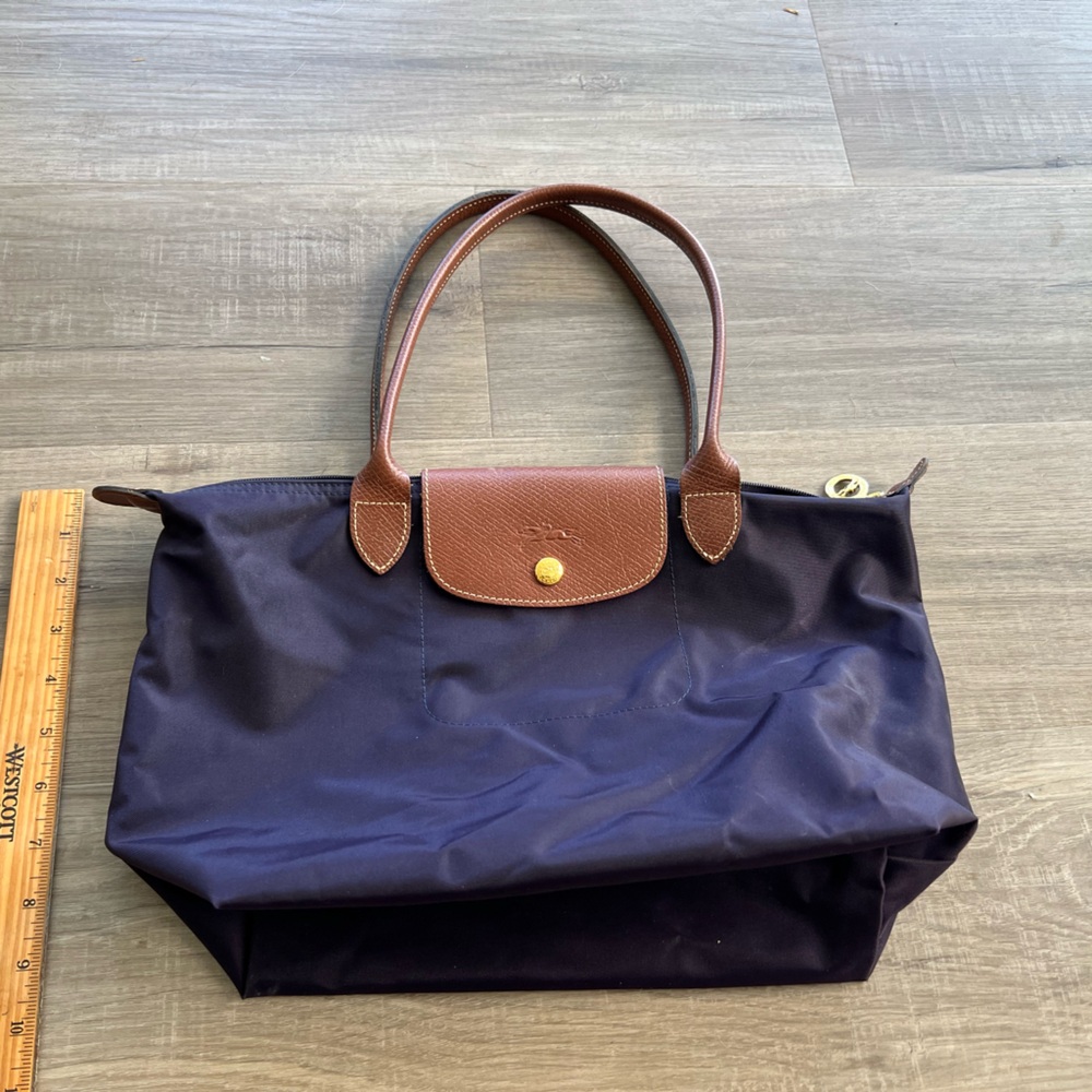 Longchamp Navy and Brown Tote Bag